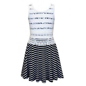 Truly Me Black and White Lace Striped Tween Girls Dress